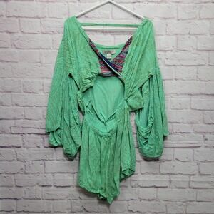 Yireh Front Cutout Boho Shorts Romper Women L Bell Sleeve Fairy Coquette Playful